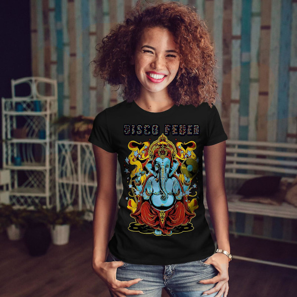 Disco Fever Elephant Women Blackt-shirt | Wellcoda XXL