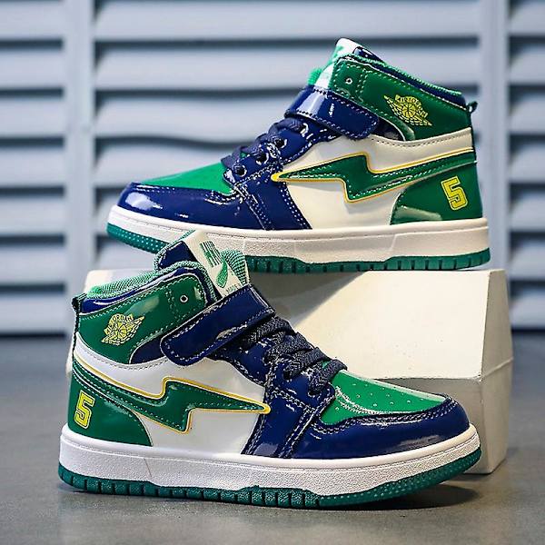 Barn Sneakers Andas Pojkar Flickor Skateboard Skor Löparskor 8136 Green 32