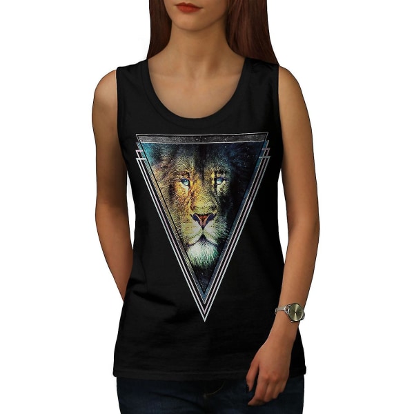 Lion Face Cat Cool Dam Blacktank Top | Wellcoda S