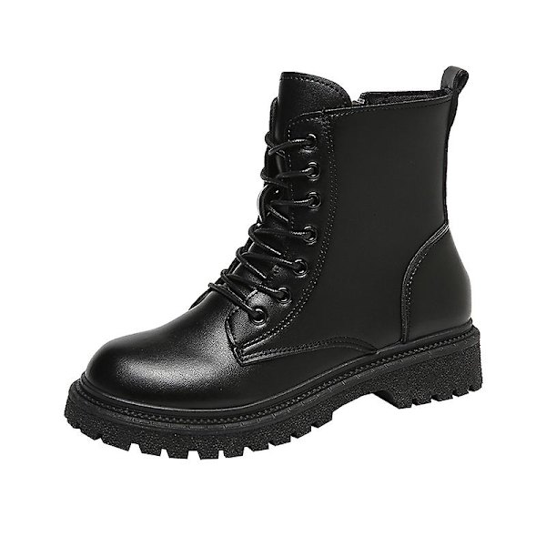 Martin boot för kvinnor korta stövlar med snörning Chunky lågklackat mid-kalf boots 2Km3 40