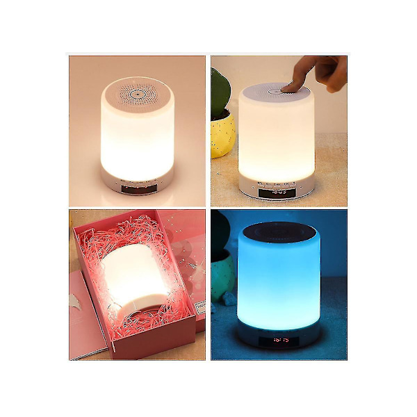 Bluetooth högtalarljus, LED-nattljus Smart sängbordsljus dämpande varmt ljus och 7 färger