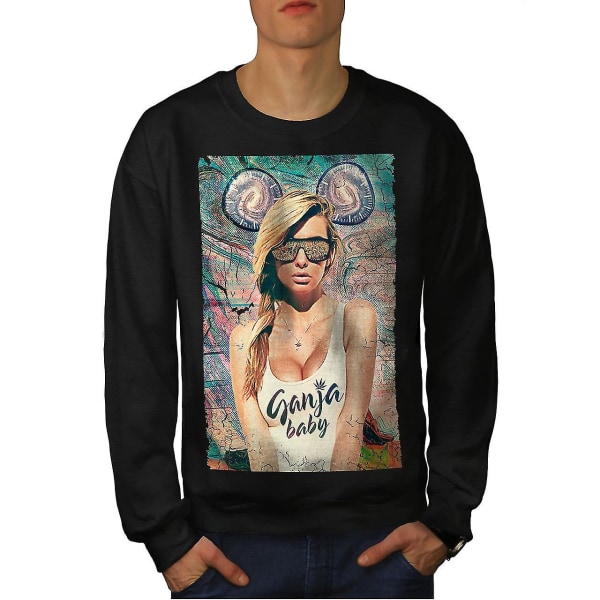 Ganja Baby Glamour Men Blacksweatshirt XL