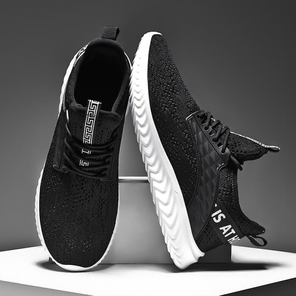 Herrsneakers Andningsbara sportlöparskor 6916 BlackWhite 46