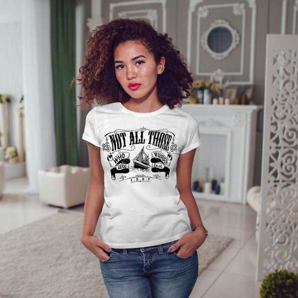 Not All Wander Slogan Whitet-shirt för kvinnor 3XL