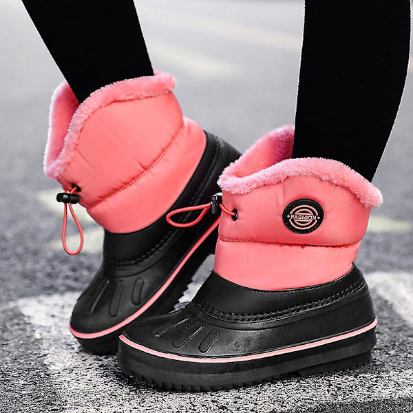 Snöskor för flickor Vinter Vattentät Halkbeständig kallväderskor E07 Pink 34