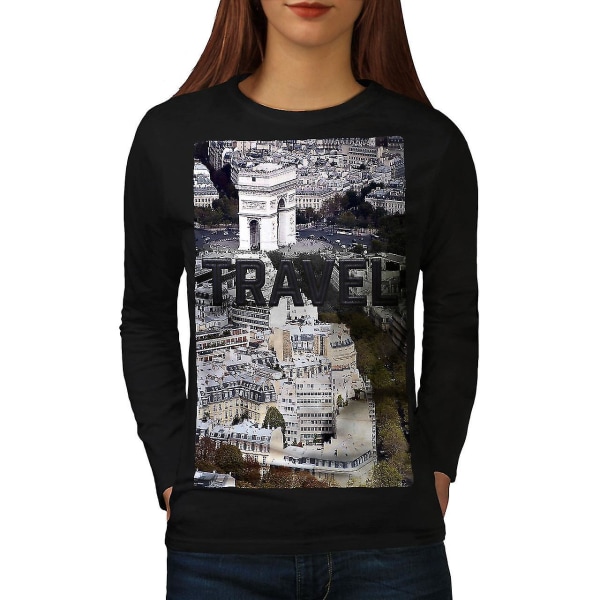 Resa Paris City Långärmad T-shirt för kvinnor 3XL