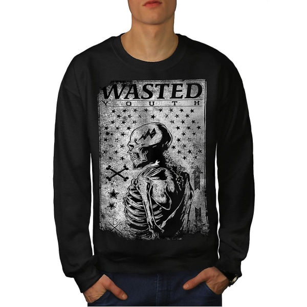 Wasted Skeleton Skull Män Blacksweatshirt XL