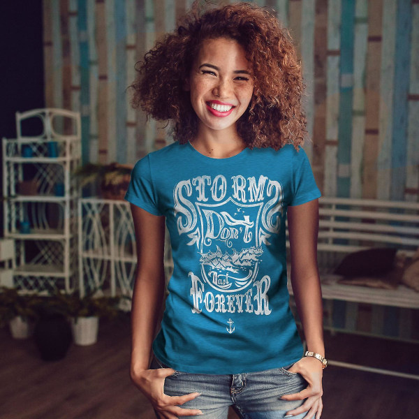 Storms Dont Last Slogan Kvinnor Royal Bluet-shirt S