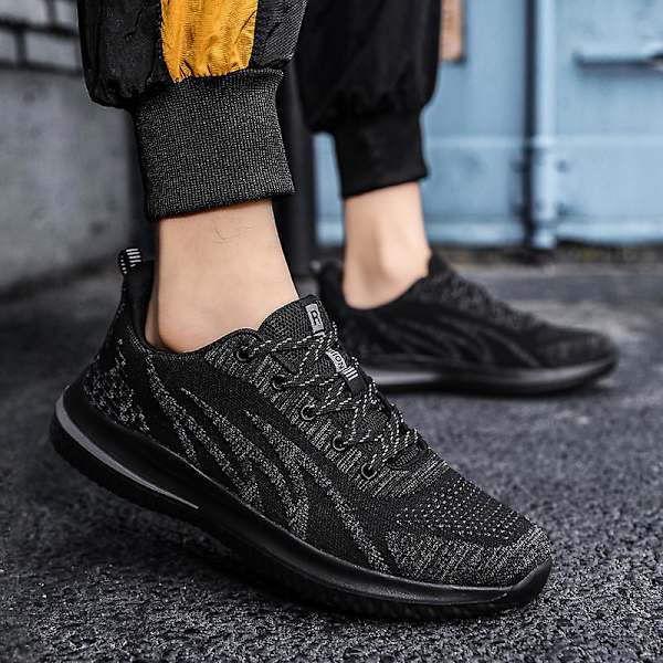 Herr Fly Weaving Sneakers Andas löparskor Mode Sportskor 3A706 Black 41