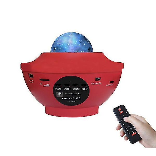 Led Bluetooth Voice Activator Musik Starry Sky Projector Light (röd