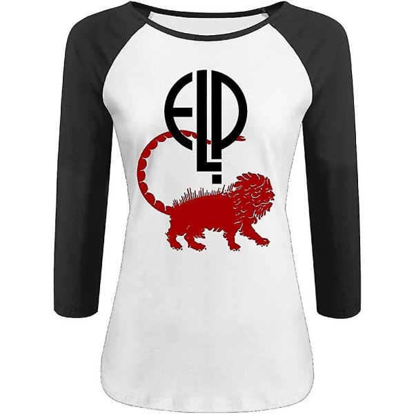 Calz Lady Emerson Lake & Palmer Logotyp 3/4-ärm O-ringad T-shirt Xl Svart XL