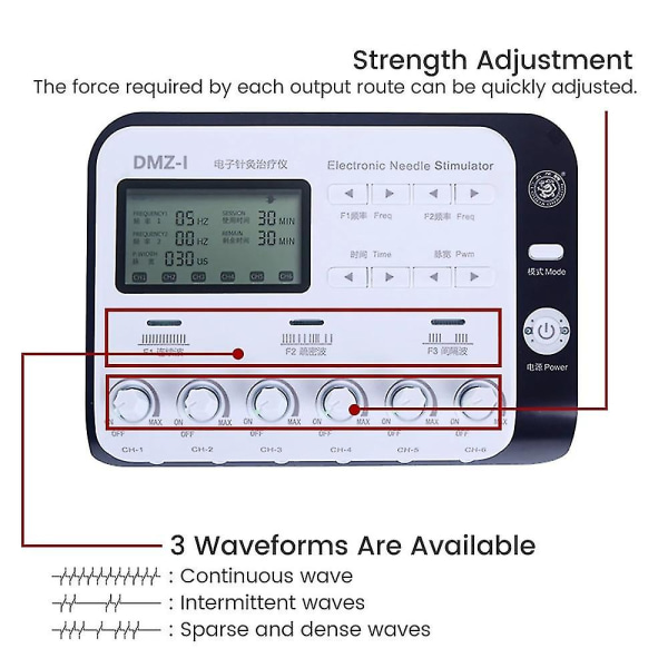 6 utgång Avancerad digital elektrisk akupunkturnål Muskelstimulator Hälsa Slappna av Elektroakupunktur Patch Massageapparat UK plug