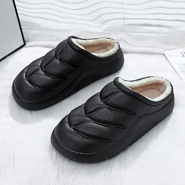 Herrtofflor för damer Varma vinterhusskor Inomhus utomhus hemmaskor 2L2883 Black 41