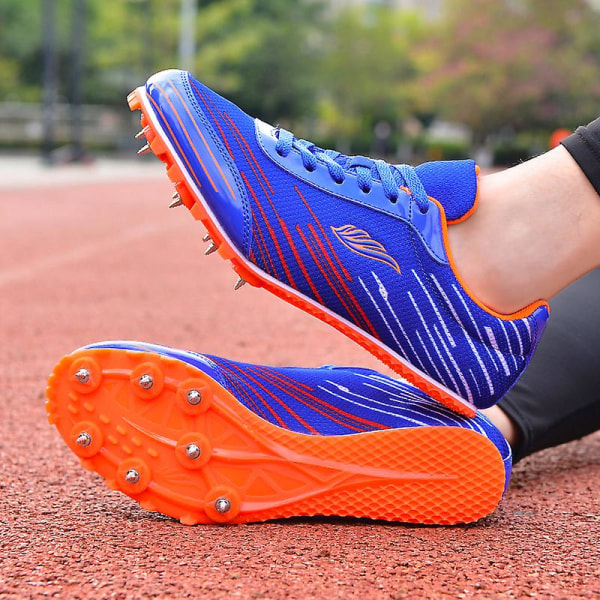Friidrottsskor för män Spikes Track Race Hoppande Sneakers Professionell löpning Nail Spikes Skor 3C790 Blue 45