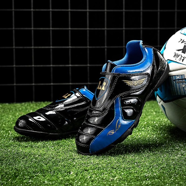 Fotbollsskor för barn Pojkar Flickor Fotbollsskor Grästräning Sport Skor Sneakers Yj22030 BlackBlue 31