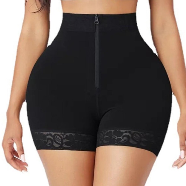 Dam Magkontroll Lequeen Dragkedja Sexig Spets Höft Midja Shorts Body Slimming Midjetrimmer Shapewear BH Lifter Spets,svart L