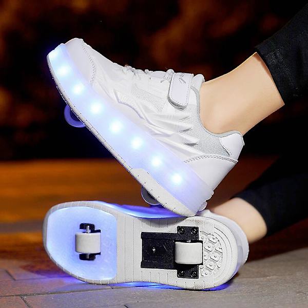 Barnsneakers Dubbelhjulsskor Led Light Skor q7 White 31