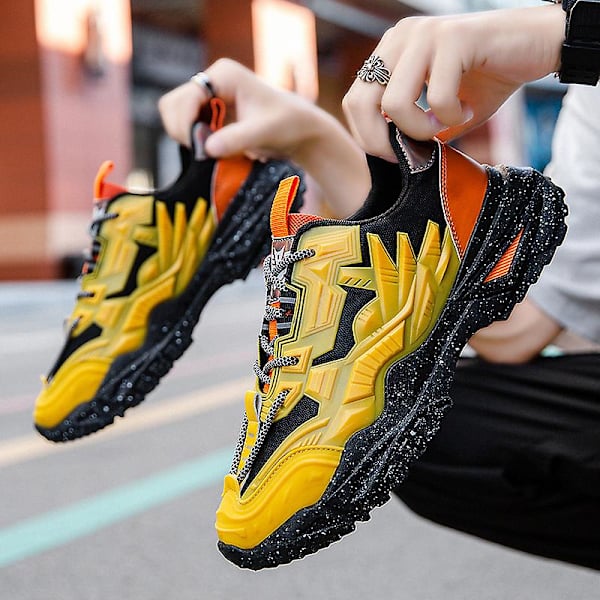 Basketskor för män Sneakers Sportskor som andas Y09 Yellow 41