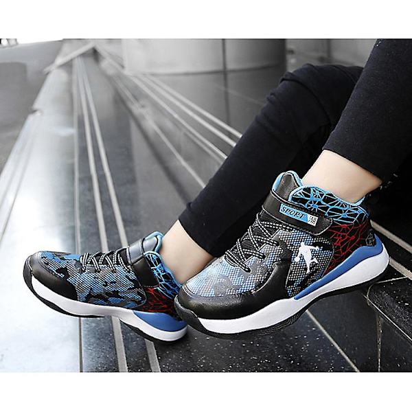 Barn Basketskor Andas Sneakers Pojkar Flickor Sportskor Yj2803 BlackBlue 32