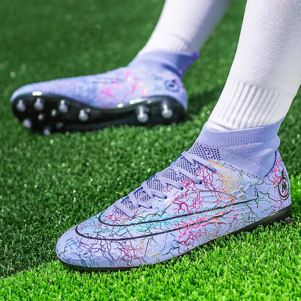 Fotbollsskor för män Halkfria fotbollsskor för herr Fotbollsskor Gräs Fotbollssneakers Yj068A Purple 42