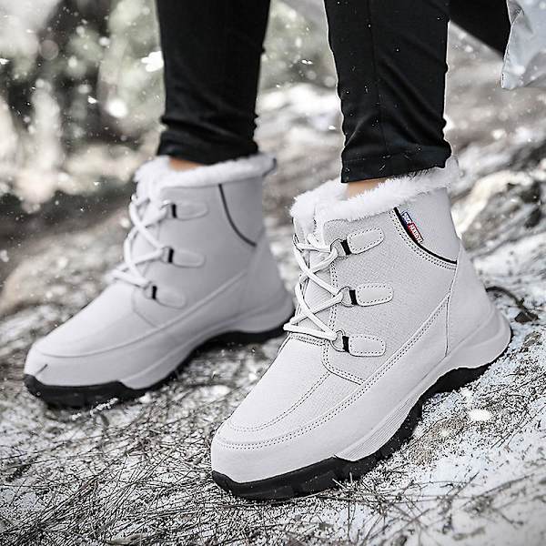Dam Vinterstövlar Snow Boot Plysch Varma Skor Vattentät Boot 1622 Gray 38