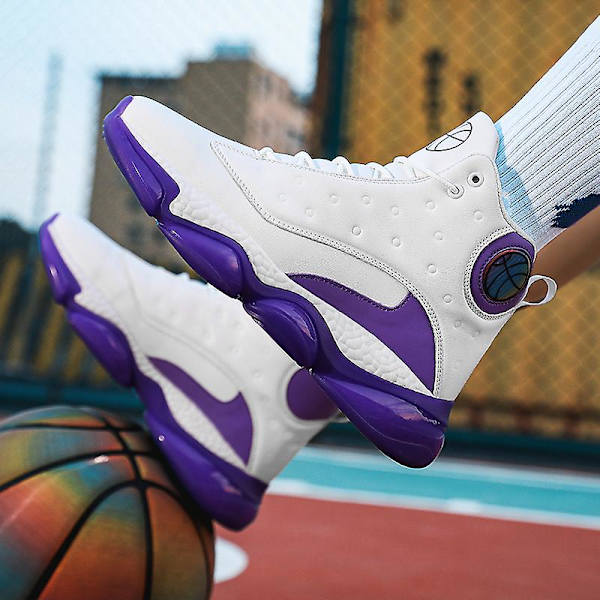 Basketskor för kvinnor Mode Halkfria sneakers Sportskor som andas 2J6979 WhitePurple 40