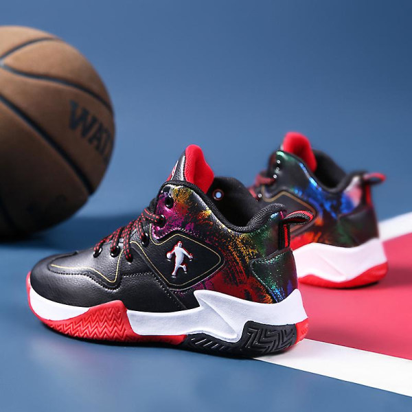 Basketskor för barn Mode Halkfria sneakers Sportskor som andas 22038 BlackRed 33