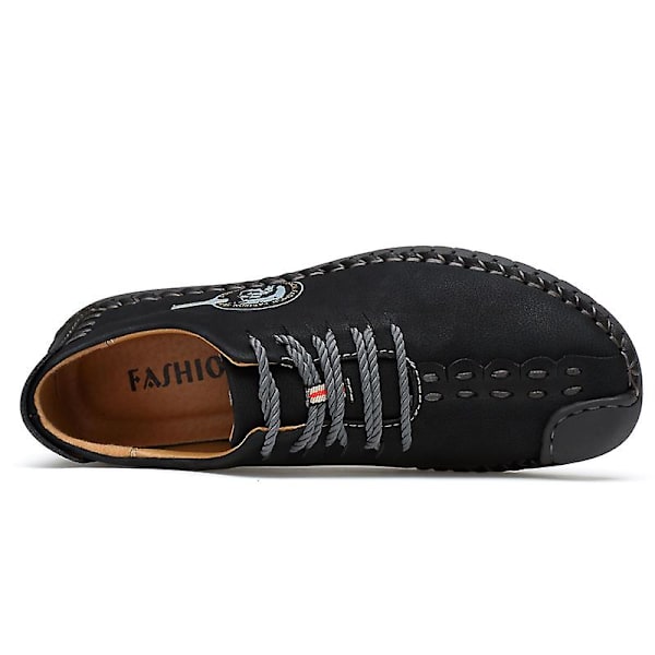 Casual för män Utomhusskor i läder 0L601 Black 44