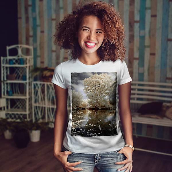 White Tree Lake Nature Whitet-shirt för kvinnor XXL