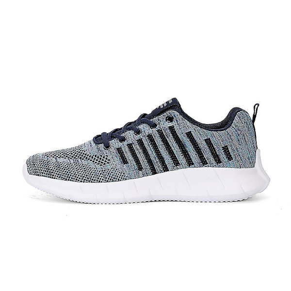 Sneakers för flugvävning för män Andas löparskor Mode sportskor 3A707 Blue 41