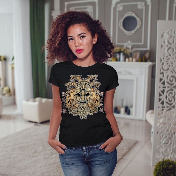 Devil Dragon Asia Women Blackt-shirt | Wellcoda L