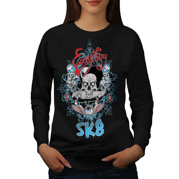 Skater Death Eyes Skull Women Blacksweatshirt S