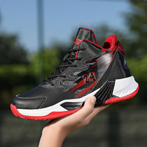 Basketskor för barn Mode Pojkar Flickor Sneakers Sportskor som andas 2L008 BlackRed 34