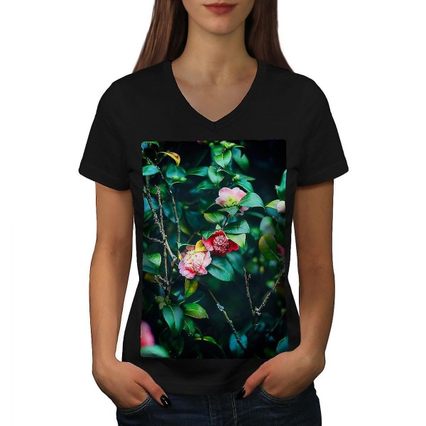 Rosa blomma T-shirt för kvinnor XL