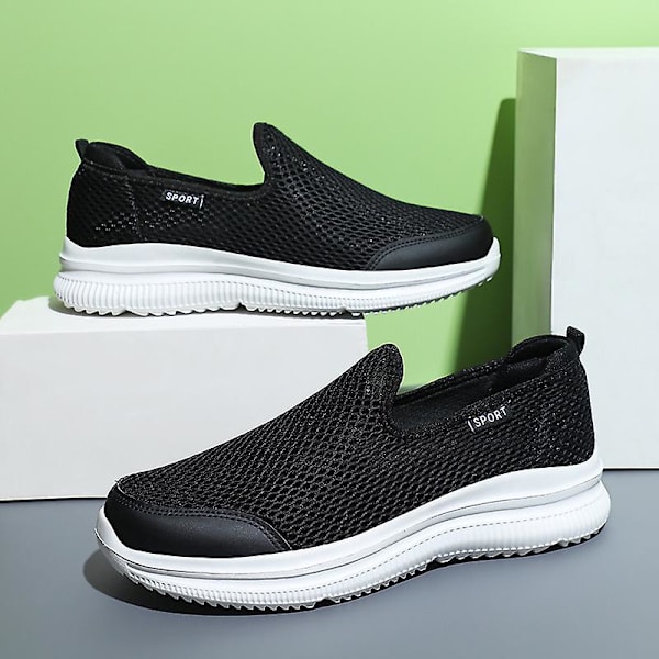 Herr Loafers Lätt att gå Andas sommar Bekväma casual Herr Sneakers 2Ga209 BlackWhite 47