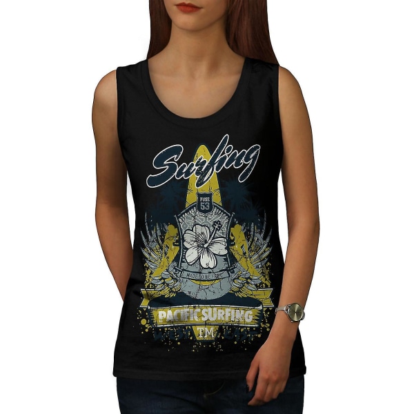 Pacific Surfing Holiday Dam Blacktank Top | Wellcoda L