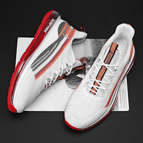 Herrskor Andas Mode Luftkudde Sneakers Sport löparskor 2Cbf22 WhiteRed 44