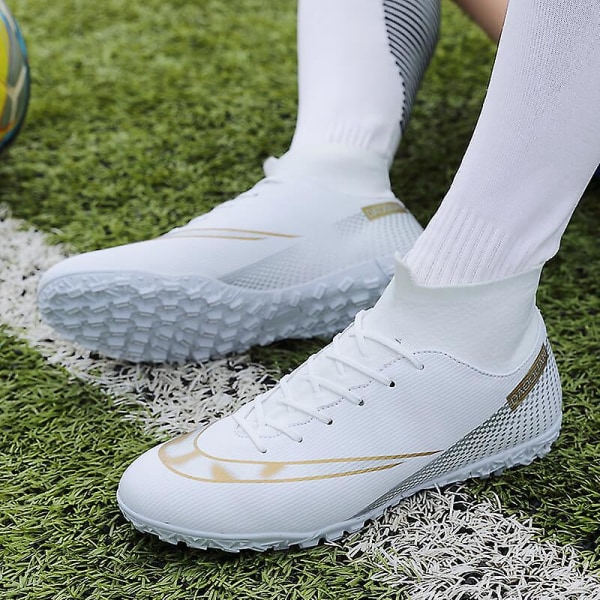 Fotbollsskor för män Aldult Fotbollsskor Grästräning Sport Skor Sneakers 3C2150 White 41
