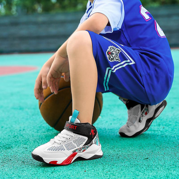 Basketskor för barn Mode Halkfria sneakers Sportskor som andas ra818 White 35