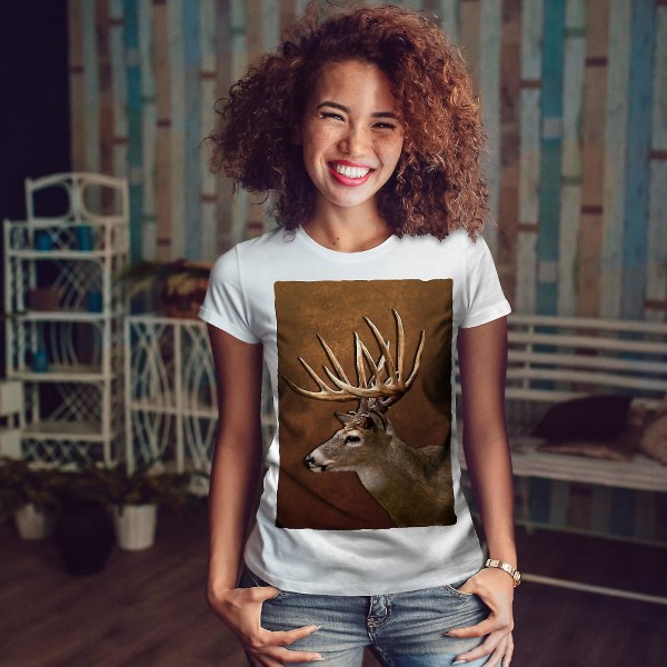 Deer Face Wild Animal Women T-shirt M