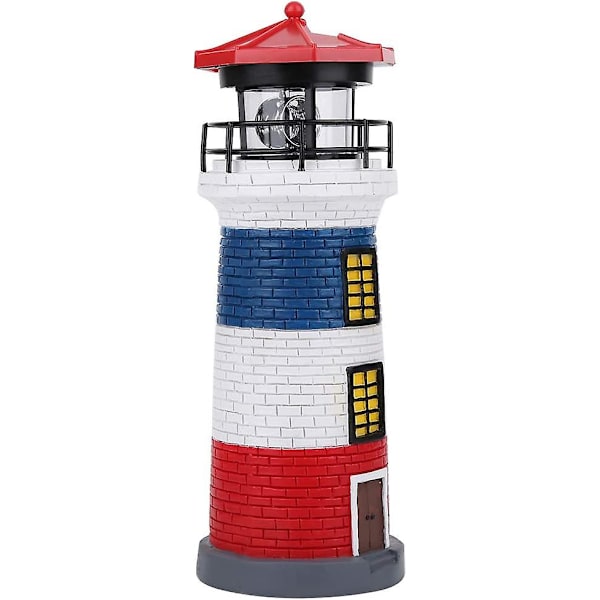 Solar Lighthouse, Led Solar Power Lighthouse Staty Roterande utomhus ljus Trädgård Yard gräsmatta