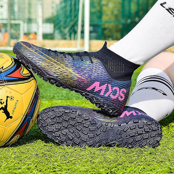 Fotbollsskor för män Halkfria fotbollsskor Klossar Gräs Fotbollssneakers Yj332 Black 43