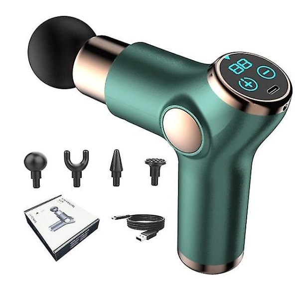 Massagepistol Deep Tissue Percussion Mini Lcd 32 Speeds Muscle Massager M15dxs-green