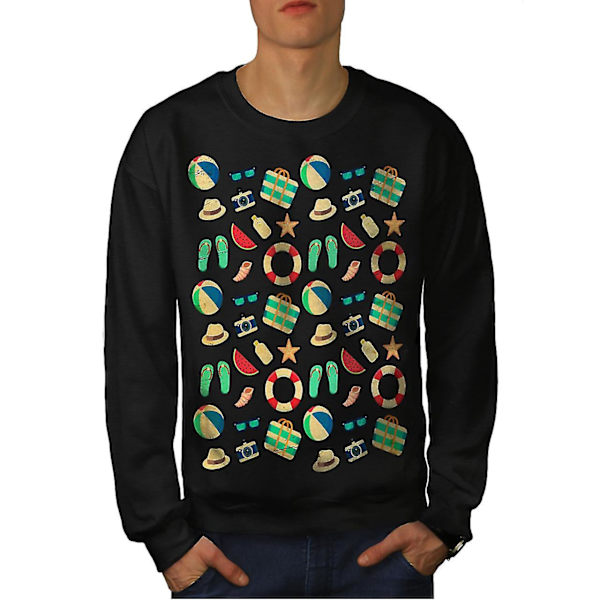 Beach Summer Sea Holiday Män Blacksweatshirt | Wellcoda M