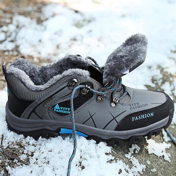 Vinter snösneakers för män Vattentåliga skor Anti-halk Casual Lätta vandringsskor 8527 Gray 46