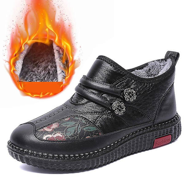 Dammode för äldre mode Casual Plus bomullsskor Vintersportskor 2L2217 Black 40