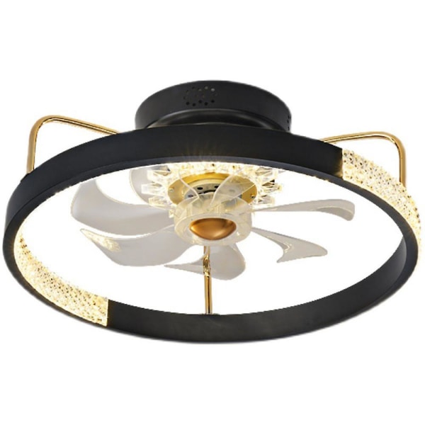 50 cm takfläktljus 220V Trefärgad fjärrkontroll APP LED80W, svart