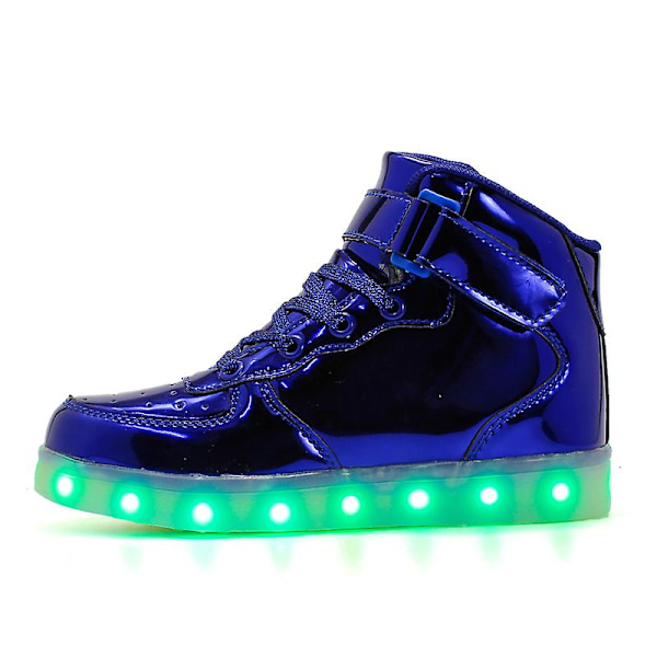 Barnskor Pojkar Led Light Up Skor Pojkar Flickor Sportlöparskor 1600 Blue 34