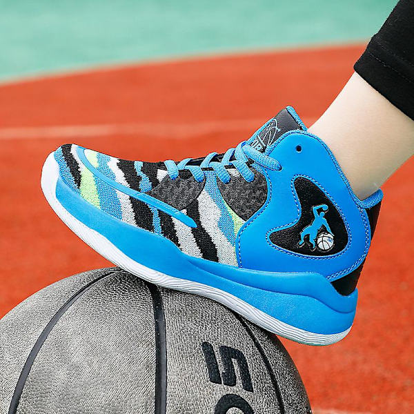 Barn Basketskor Mode Pojkar Flickor Sneakers Andas Sportskor Eht008 BlackBlue 34