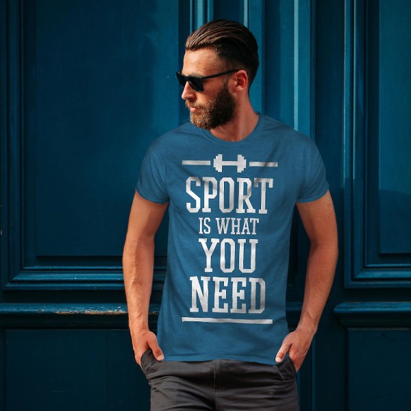 Behöver Sport Workout Roliga män Royal Bluet-shirt | Wellcoda M